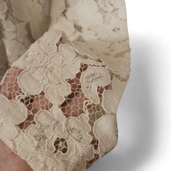 WAYF Ivory Lace Blouse – Puff Shoulders, Sheer Long Sleeves, Back Zip, S… - Picture 7 of 10